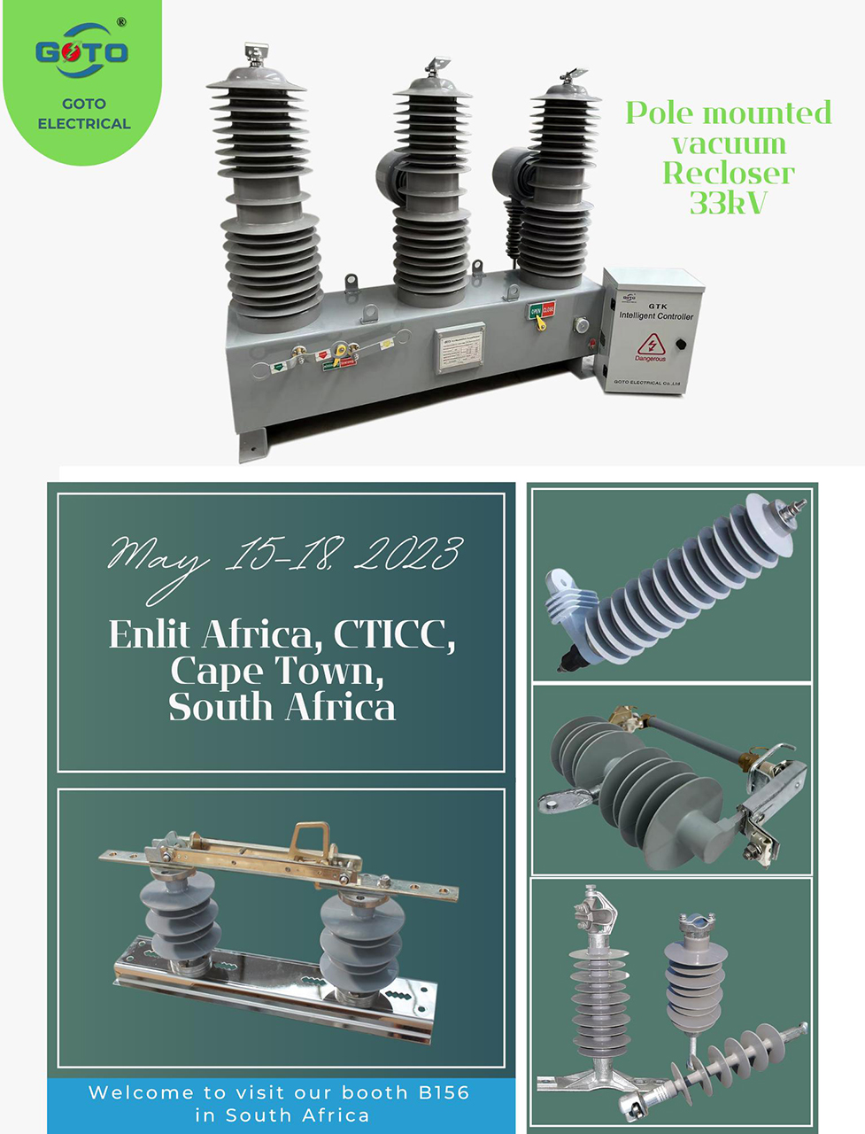 33kv Pole-Mounted Vacuum Recloser, Fuse Cutouts, And Surge Arresters